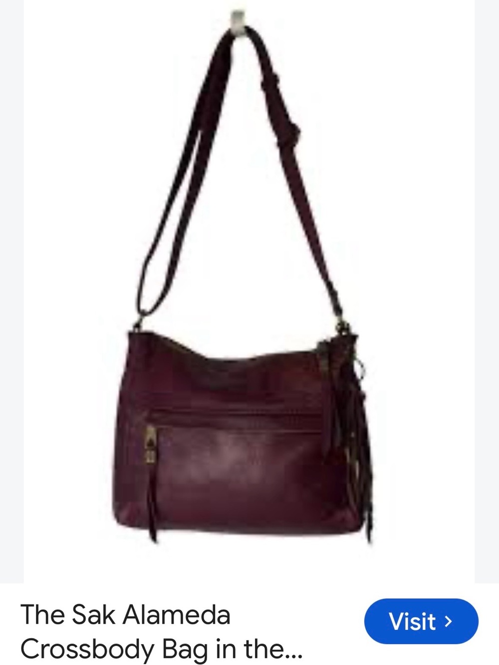 The Sak Alameda Leather
Crossbody Bag in Rich deep Burgundy